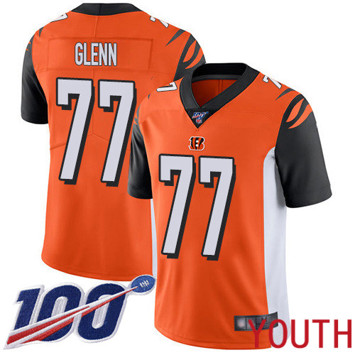 Cincinnati Bengals Limited Orange Youth Cordy Glenn Alternate Jersey NFL Footballl #77 100th Season Vapor Untouchable